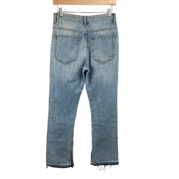 Zara Woman Premium Denim Distressed Jeans Mid-Rise Size 4 Light Wash Cotton - Picture 7 of 10